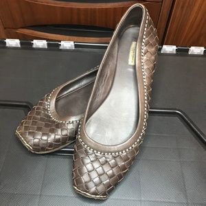 BOTTEGA VENETA Woven Square Toe Flats Sz 8.5 38.5